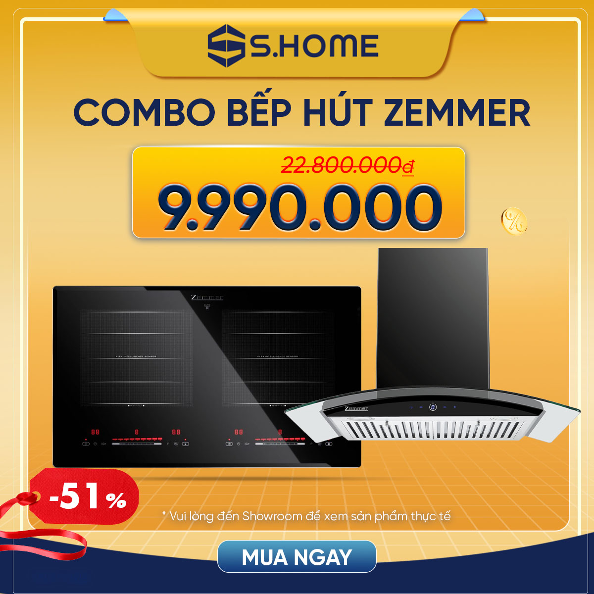 Combo Bếp & Hút mùi Zemmer giá sốc chỉ 9990k